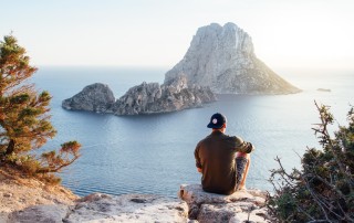 Man Enjoying Beautiful Island Landscape View